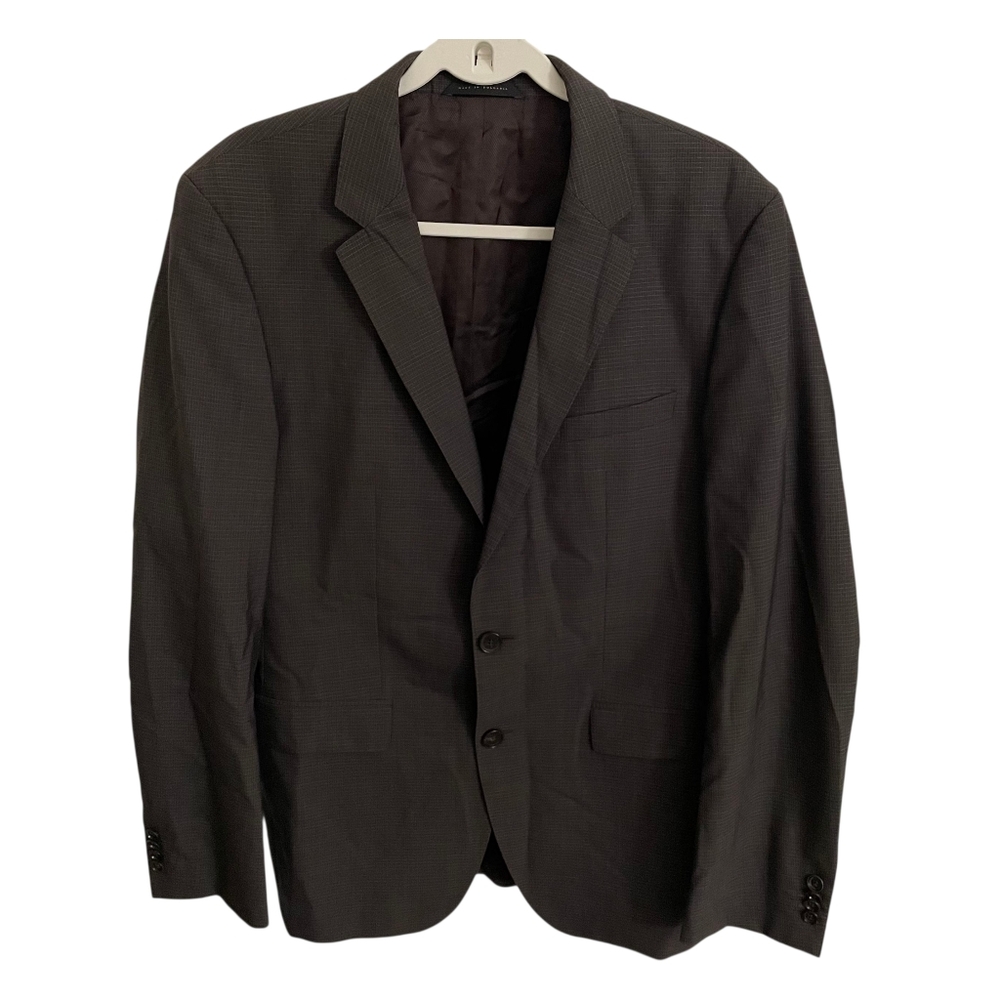 Hugo Boss Blazer Men 40L Charcoal Gray Virgin Wool Suit Jacket Sport Coat Check